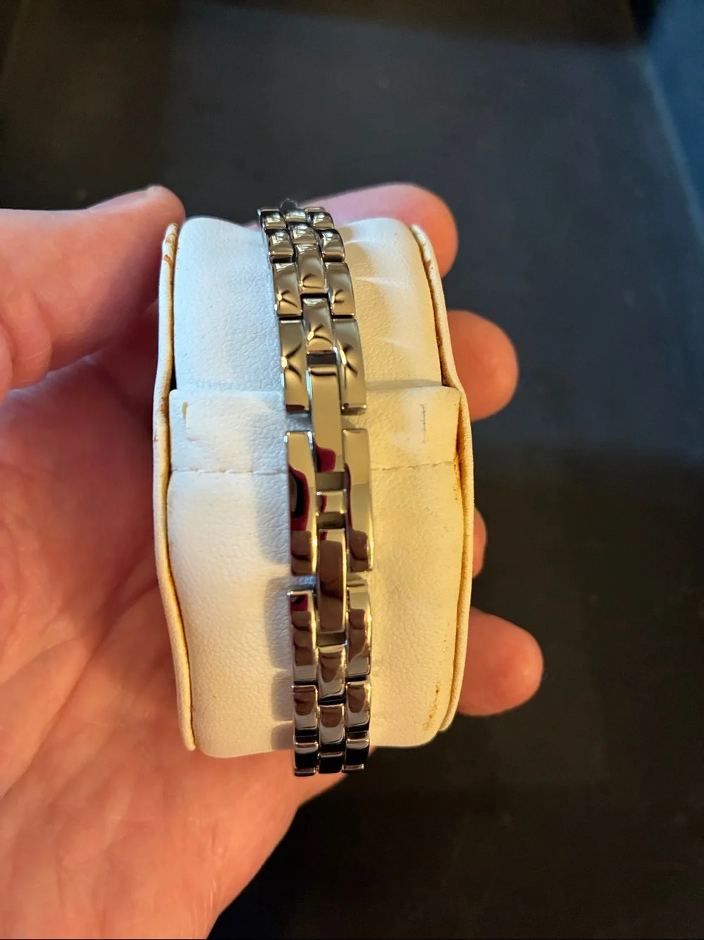 Armitron Silver Tone Watch with Pink Crystal Accents